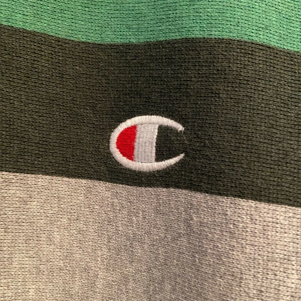 Champion Reverse Weave Gray and Green Striped Sweatshirt, Size Small - Picture 7 of 12